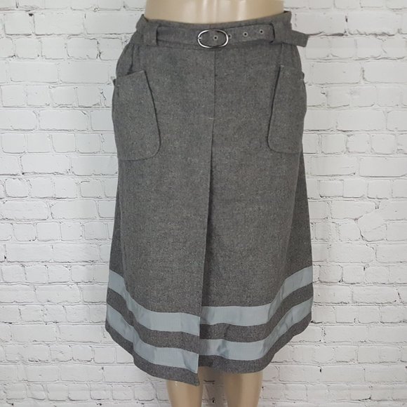Hugo Boss Skirt Gray Virgin Wool Angora 12 - Picture 1 of 7